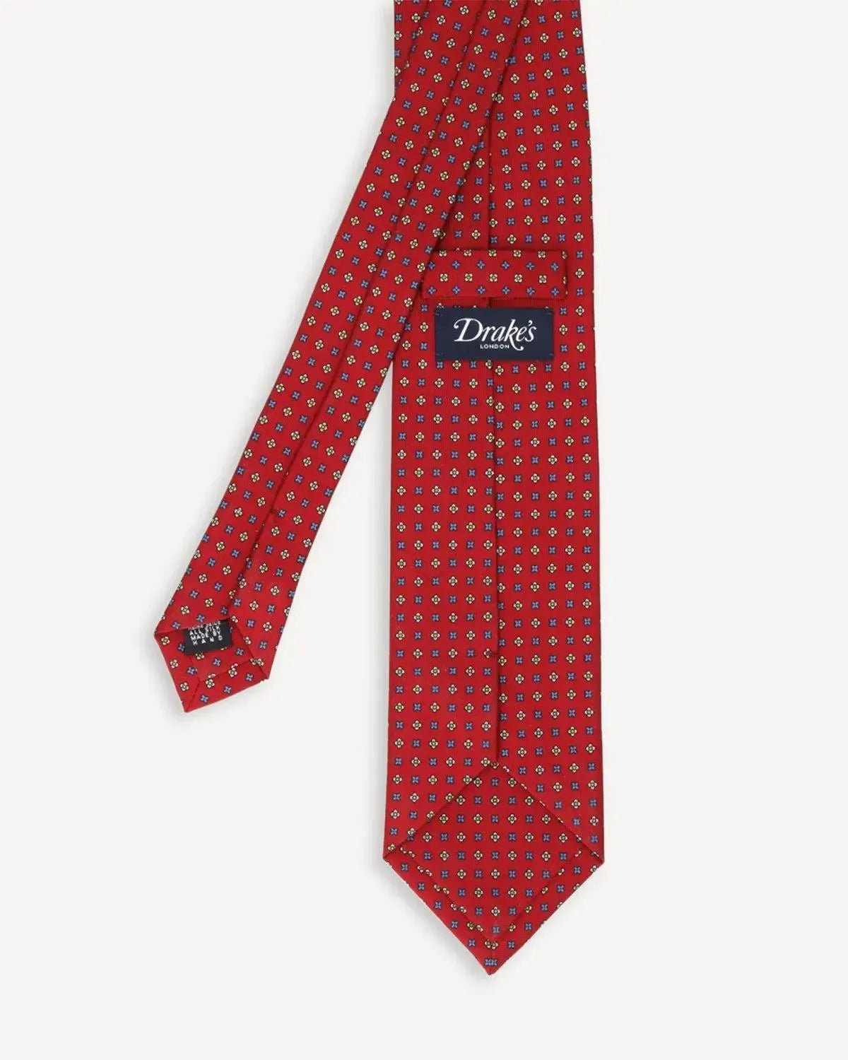 Drake's Classic Print Tie Red | Preamato Luxury