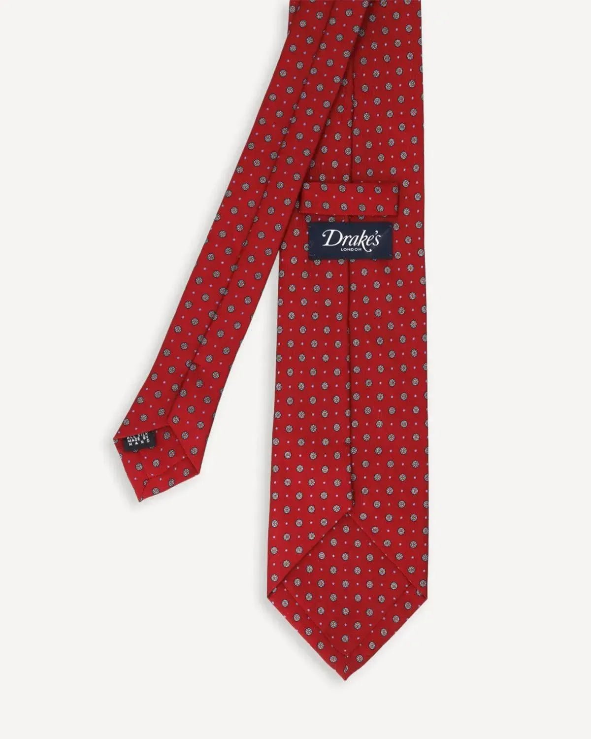 Drake's Floral Print Silk Tie Red | Preamato Luxury