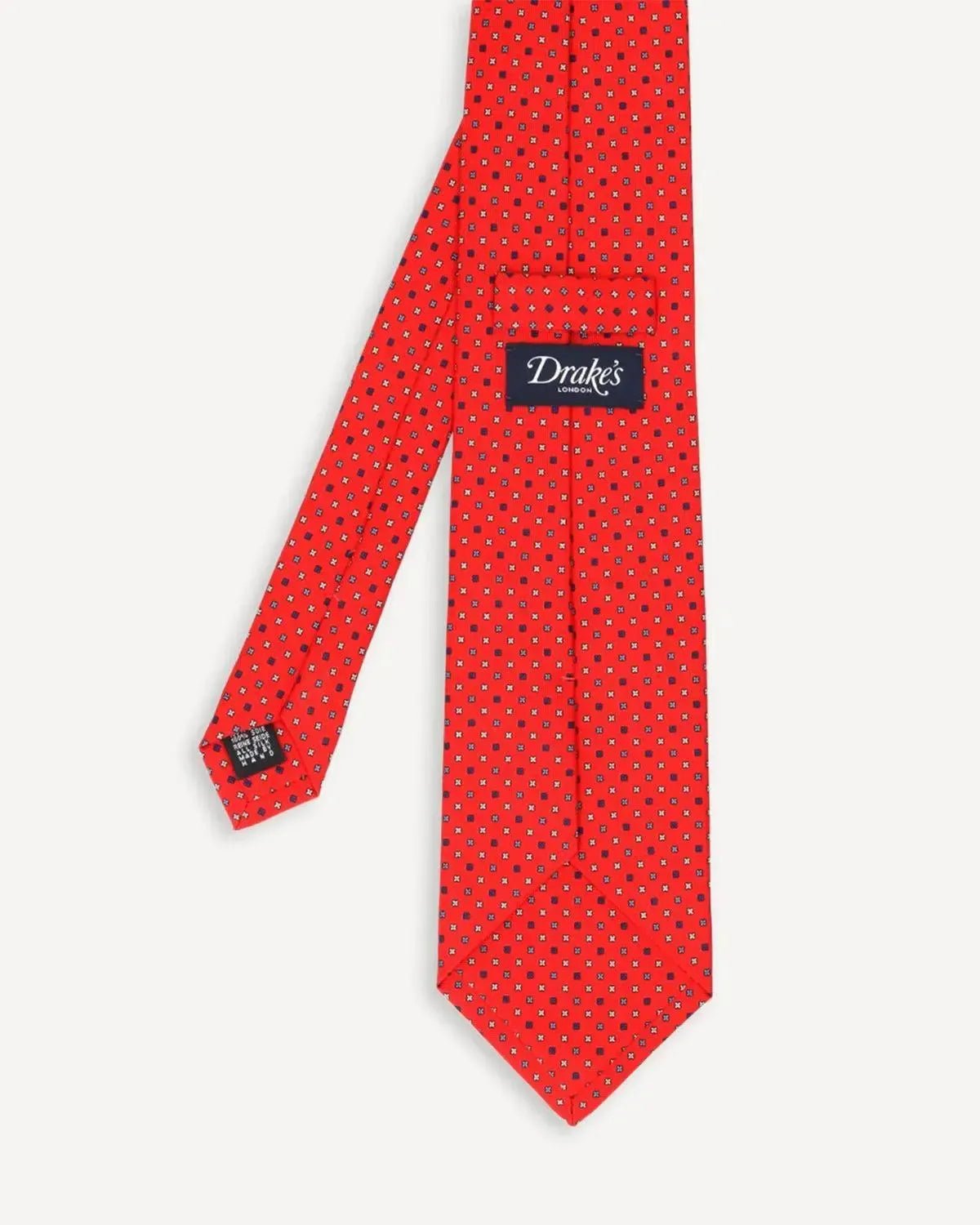 Drake's Micro Star Design Silk Tie Red | Preamato Luxury