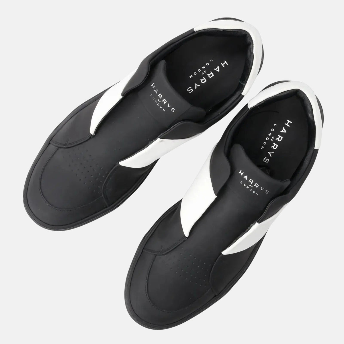 Harrys Of London Bolt 2 Tech Leather Trainer Black White | Preamato Luxury