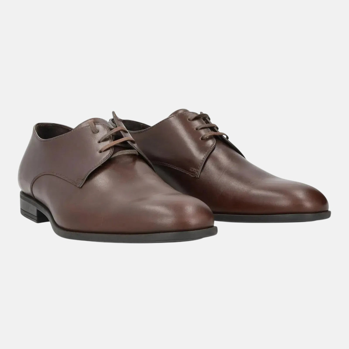 Harrys Of London Christopher R Polished Leather Derby Shoe Dark Brown | Preamato Luxury