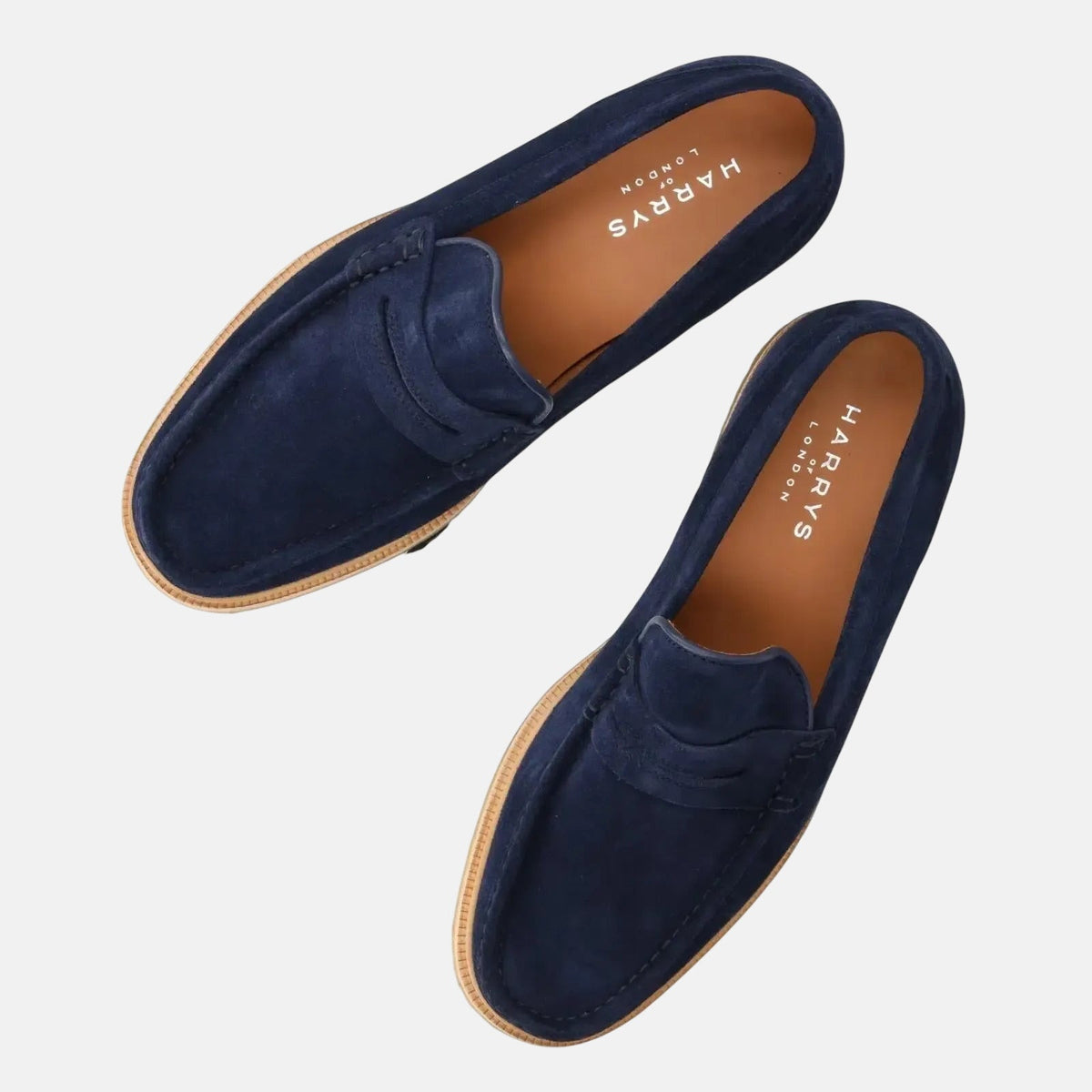 Harrys Of London Healey Suede Penny Loafer Navy | Preamato Luxury