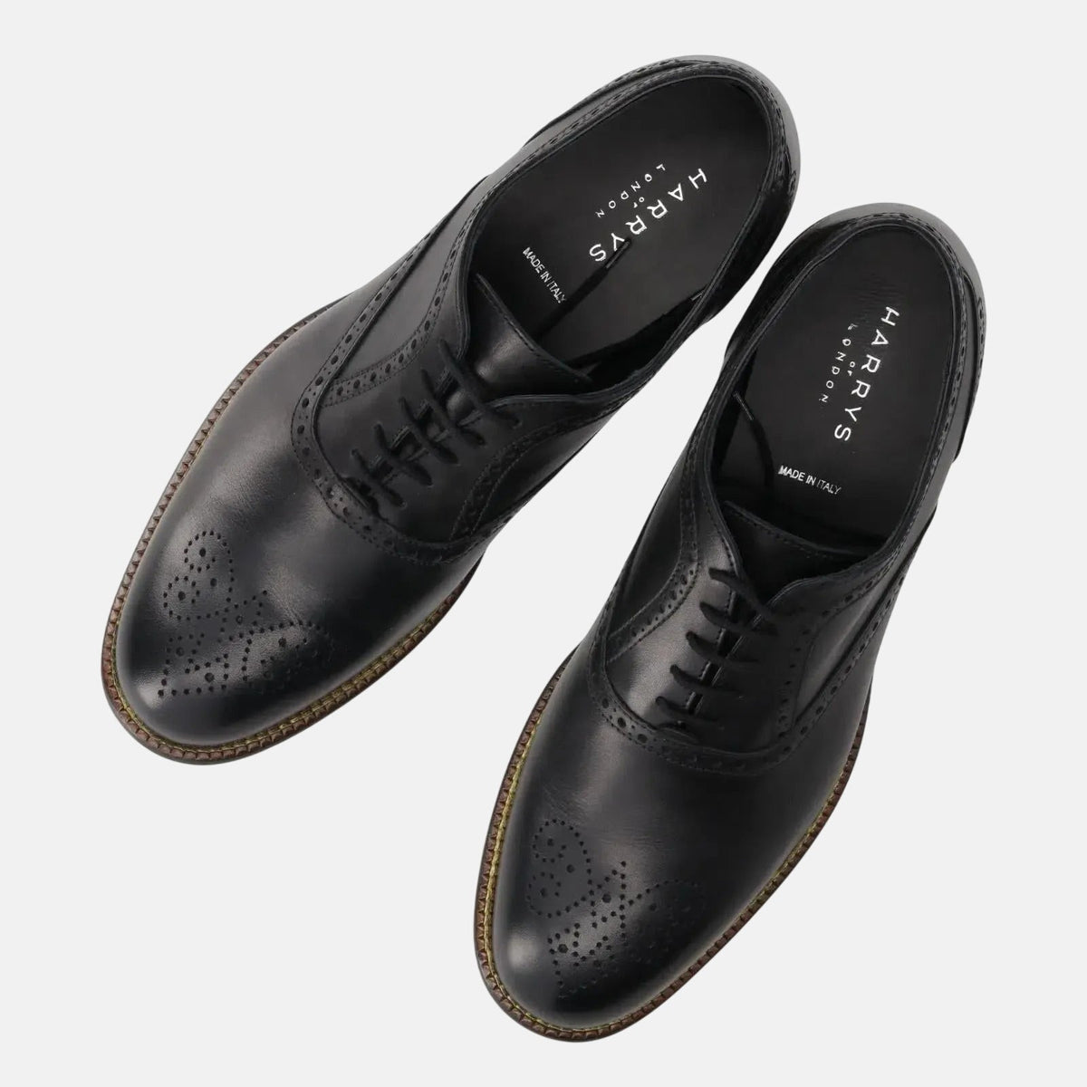 Harrys Of London Trillion Leather Brogue Black | Preamato Luxury