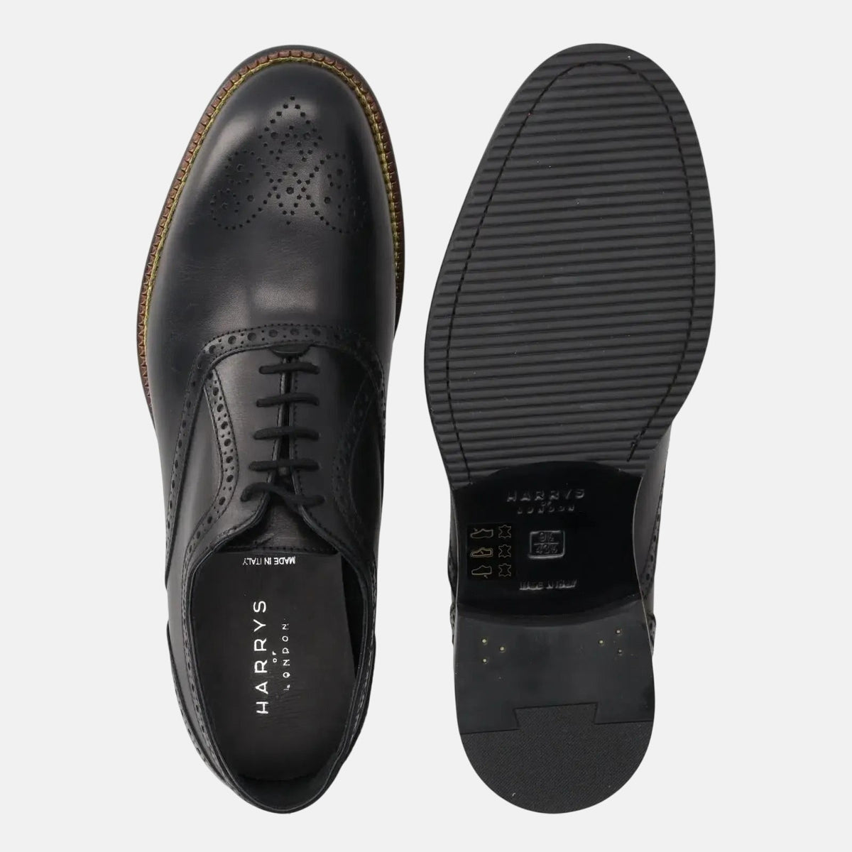 Harrys Of London Trillion Leather Brogue Black | Preamato Luxury