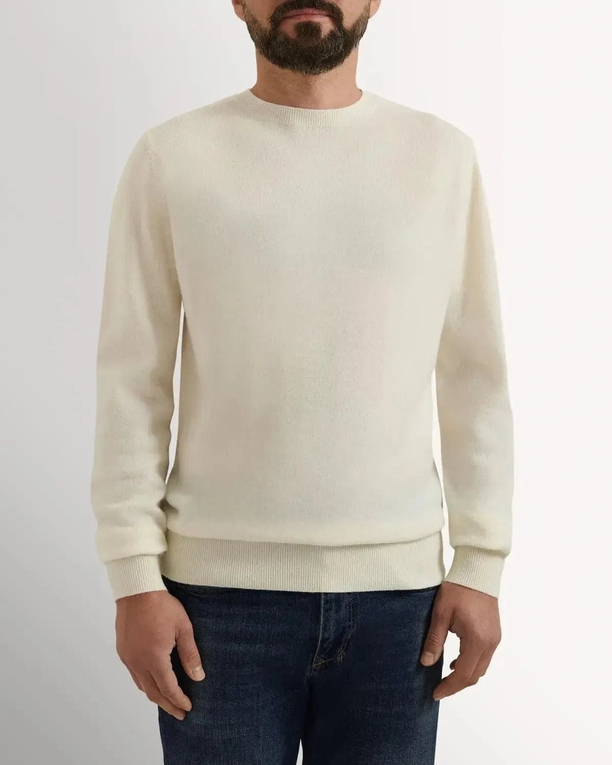Richard James Cashmere Mix Crew Neck Cream | Preamato Luxury