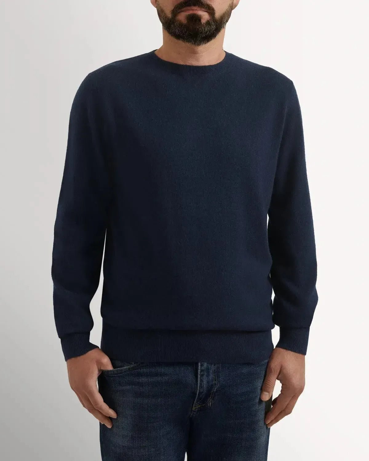 Richard James Cashmere Mix Crew Neck Navy | Preamato Luxury