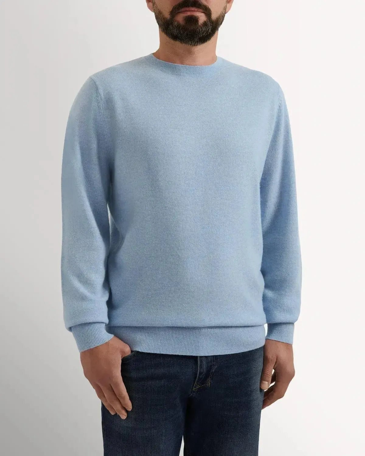 Richard James Cashmere Mix Crew Neck Sky Blue | Preamato Luxury