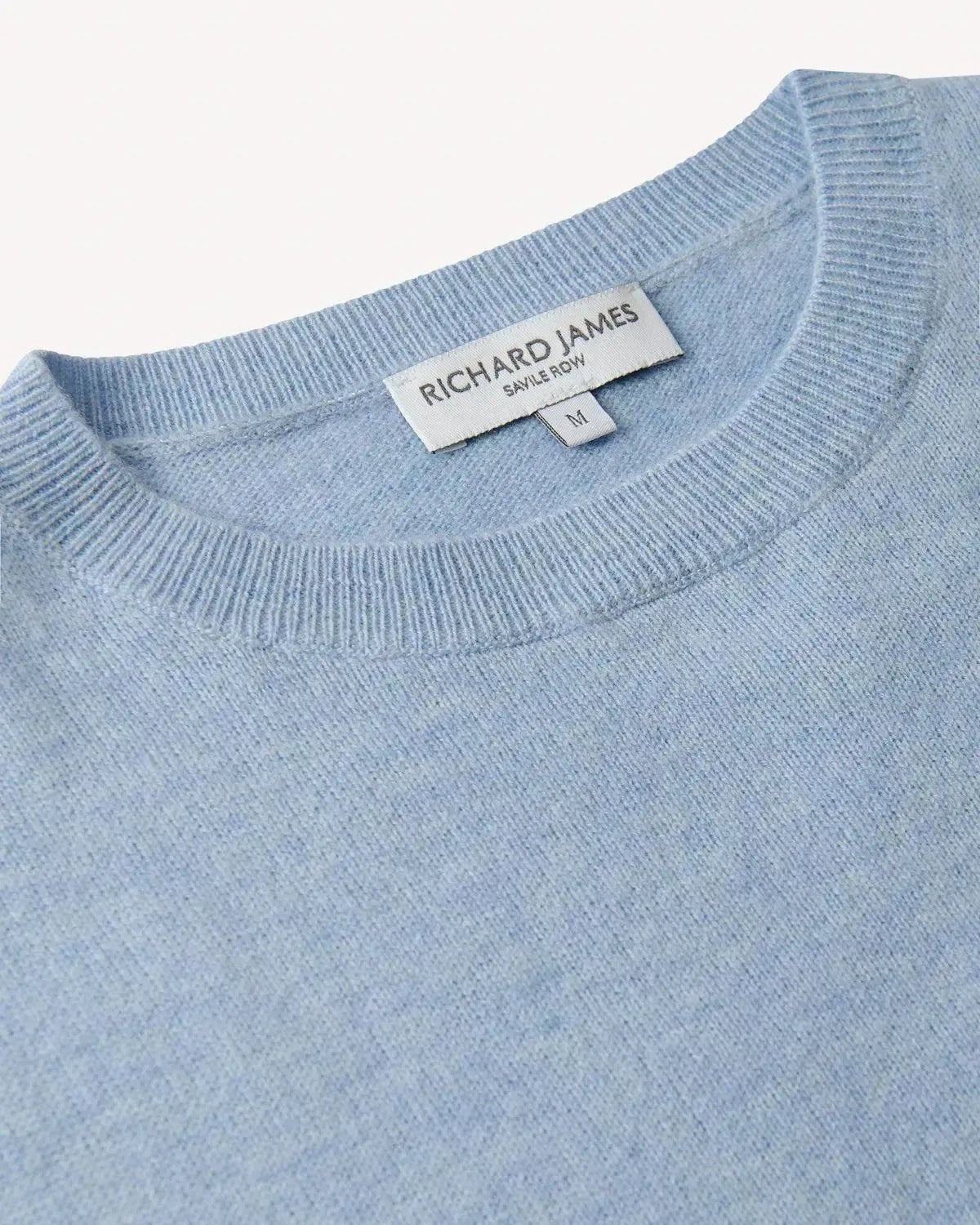 Richard James Cashmere Mix Crew Neck Sky Blue | Preamato Luxury