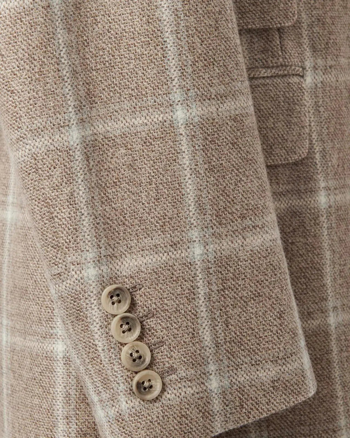 Richard James Double Breasted Large Window Check Jacket Beige / Cream | Preamato Luxury