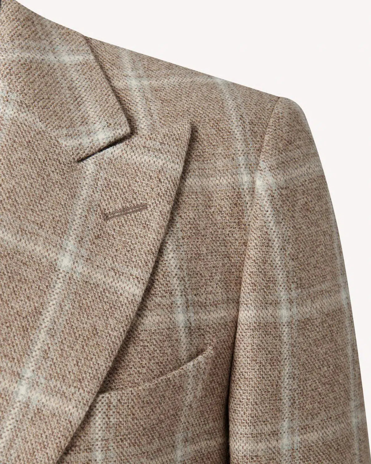 Richard James Double Breasted Large Window Check Jacket Beige / Cream | Preamato Luxury