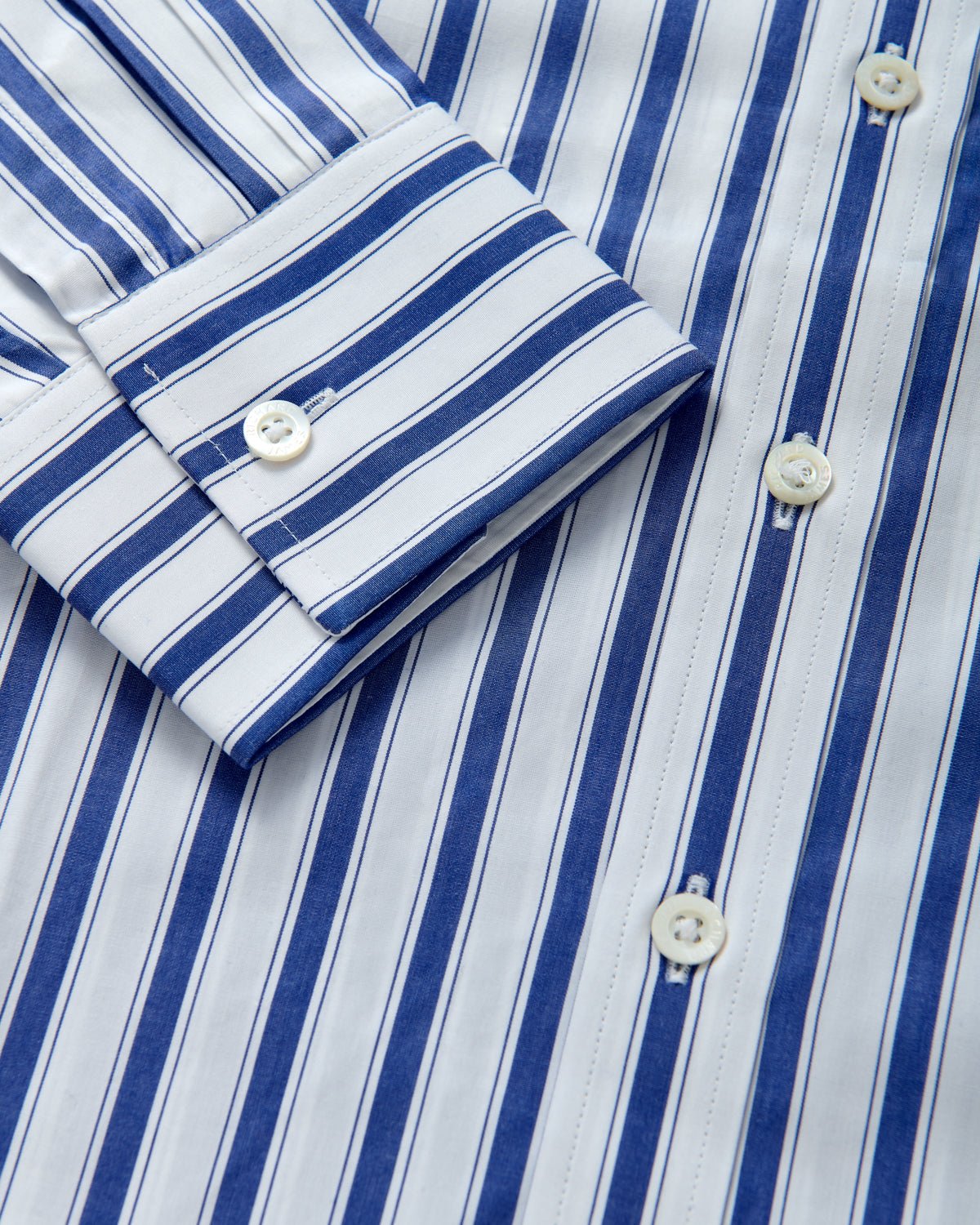 Richard James London Bold Stripe Poplin Shirt Navy/White | Preamato Luxury