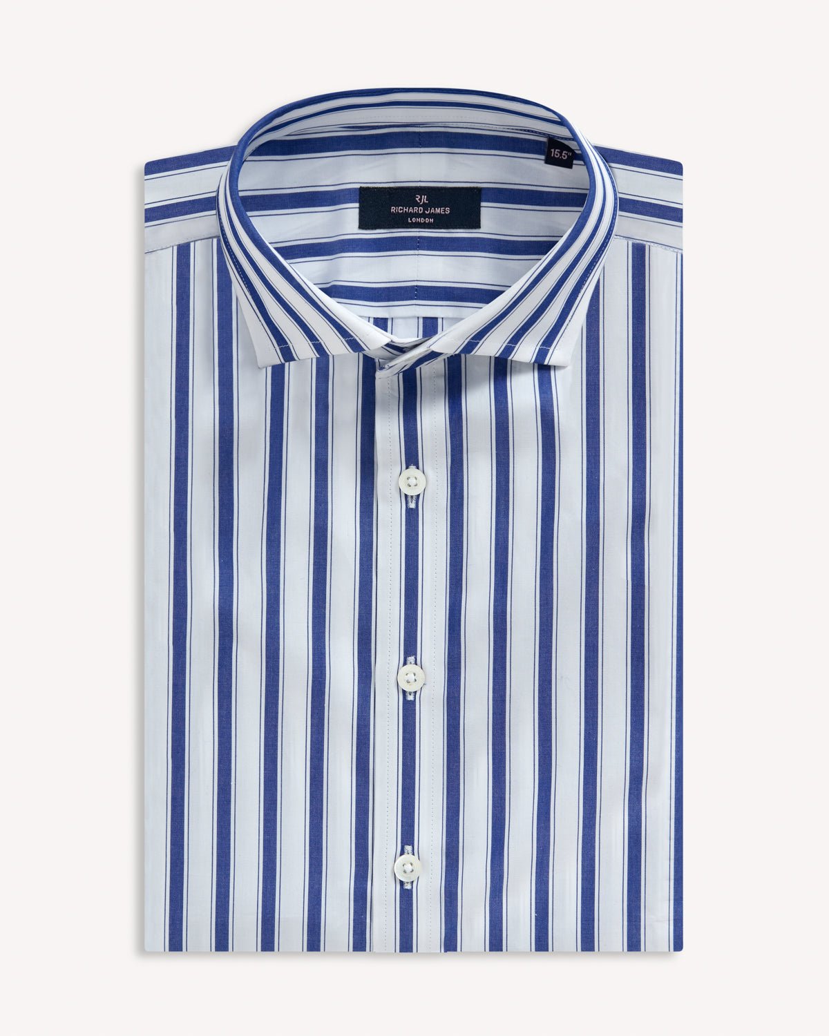 Richard James London Bold Stripe Poplin Shirt Navy/White | Preamato Luxury