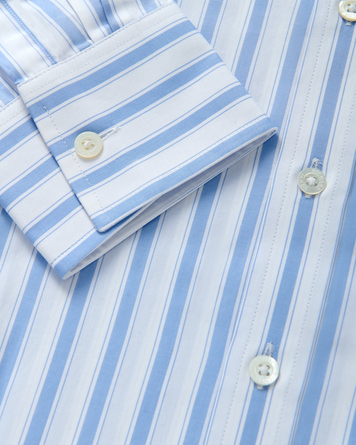 Richard James London Bold Stripe Poplin Shirt Sky/White | Preamato Luxury