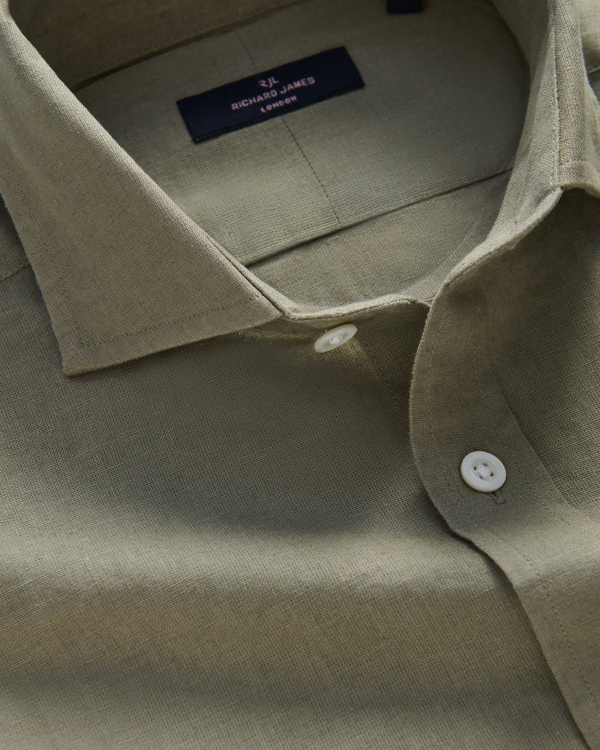 Richard James London Classic Linen Blend Shirt Taupe | Preamato Luxury