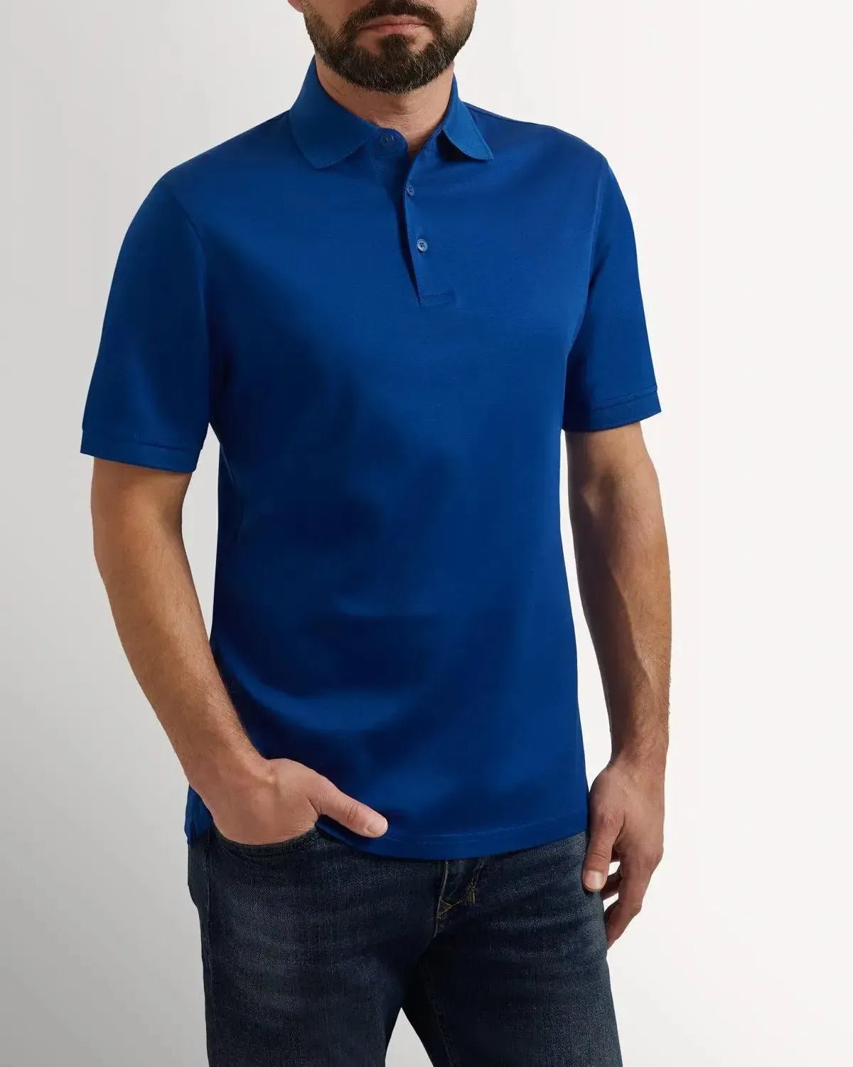 Richard James Mercerised Cotton Polo Shirt Air Force Blue | Preamato Luxury