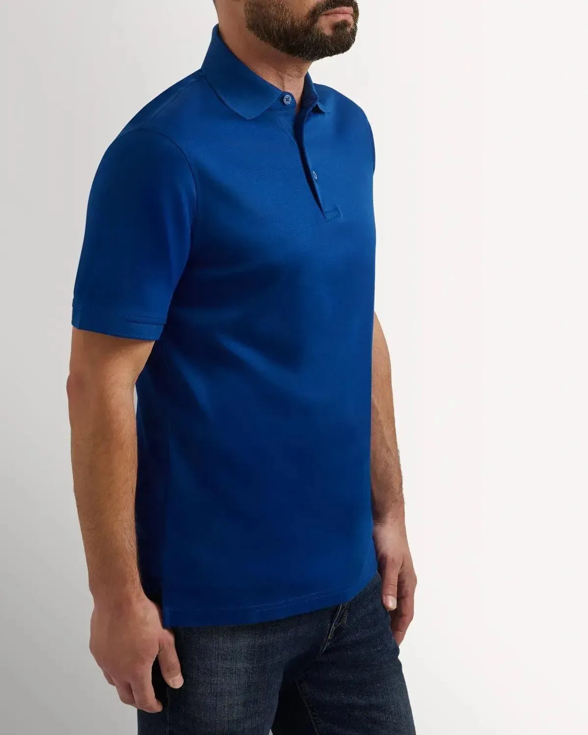 Richard James Mercerised Cotton Polo Shirt Air Force Blue | Preamato Luxury