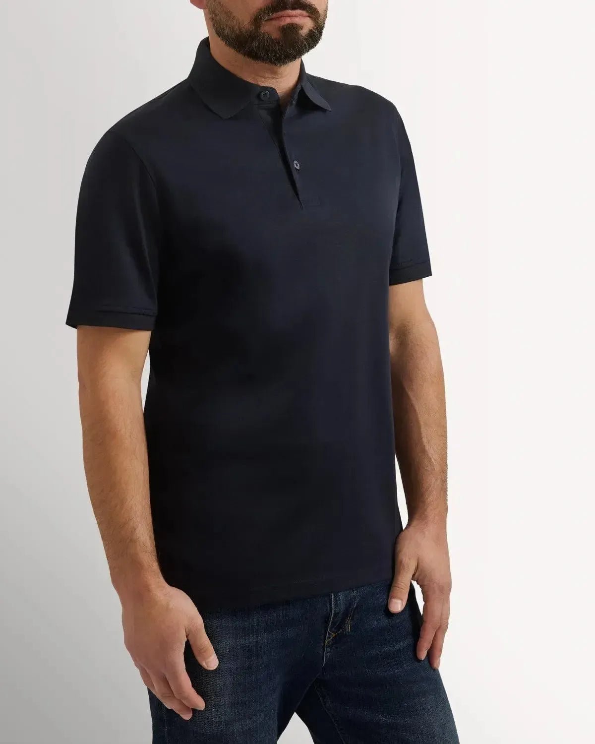 Richard James Mercerised Cotton Polo Shirt Navy | Preamato Luxury