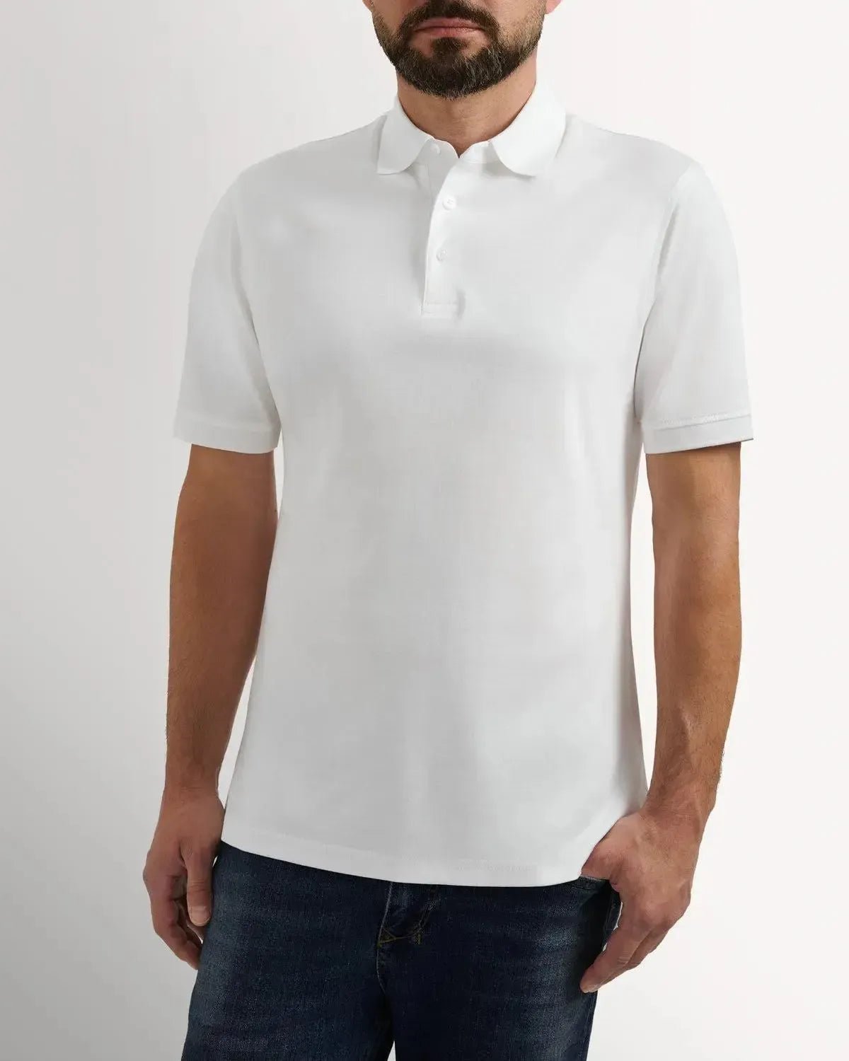 Richard James Mercerised Cotton Polo Shirt White | Preamato Luxury