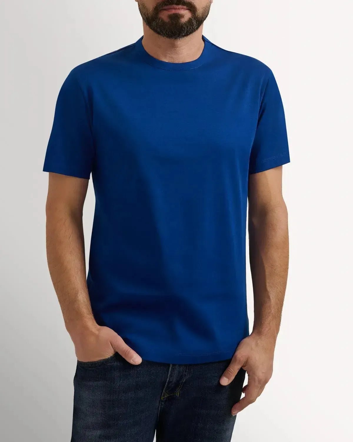 Richard James Mercerised Cotton T-Shirt Air Force Blue | Preamato Luxury