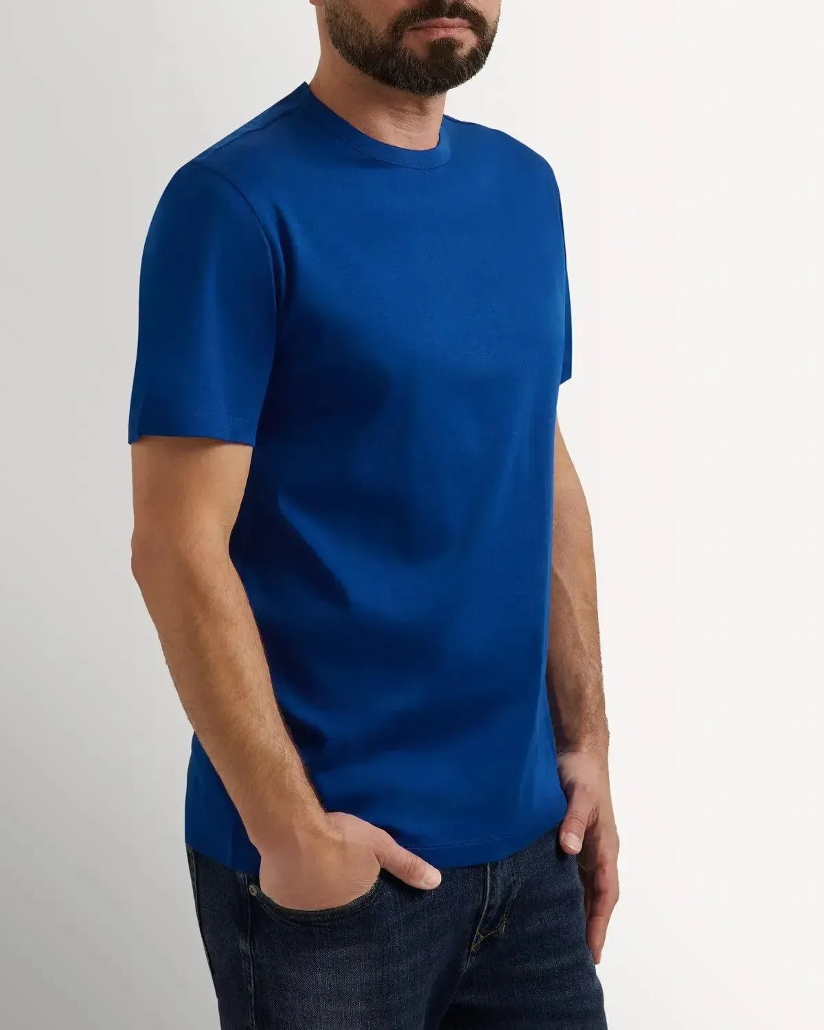 Richard James Mercerised Cotton T-Shirt Air Force Blue | Preamato Luxury