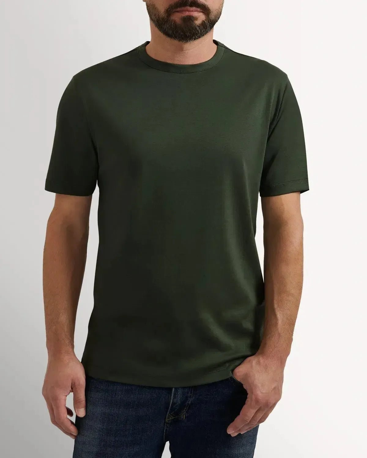 Richard James Mercerised Cotton T-Shirt Olive | Preamato Luxury