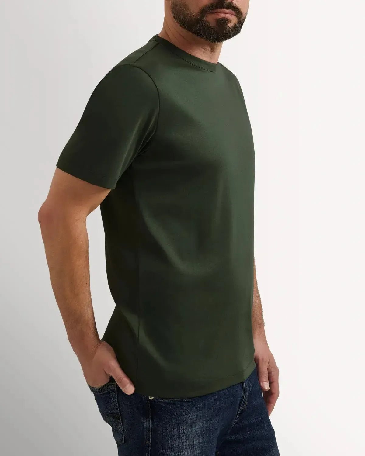 Richard James Mercerised Cotton T-Shirt Olive | Preamato Luxury