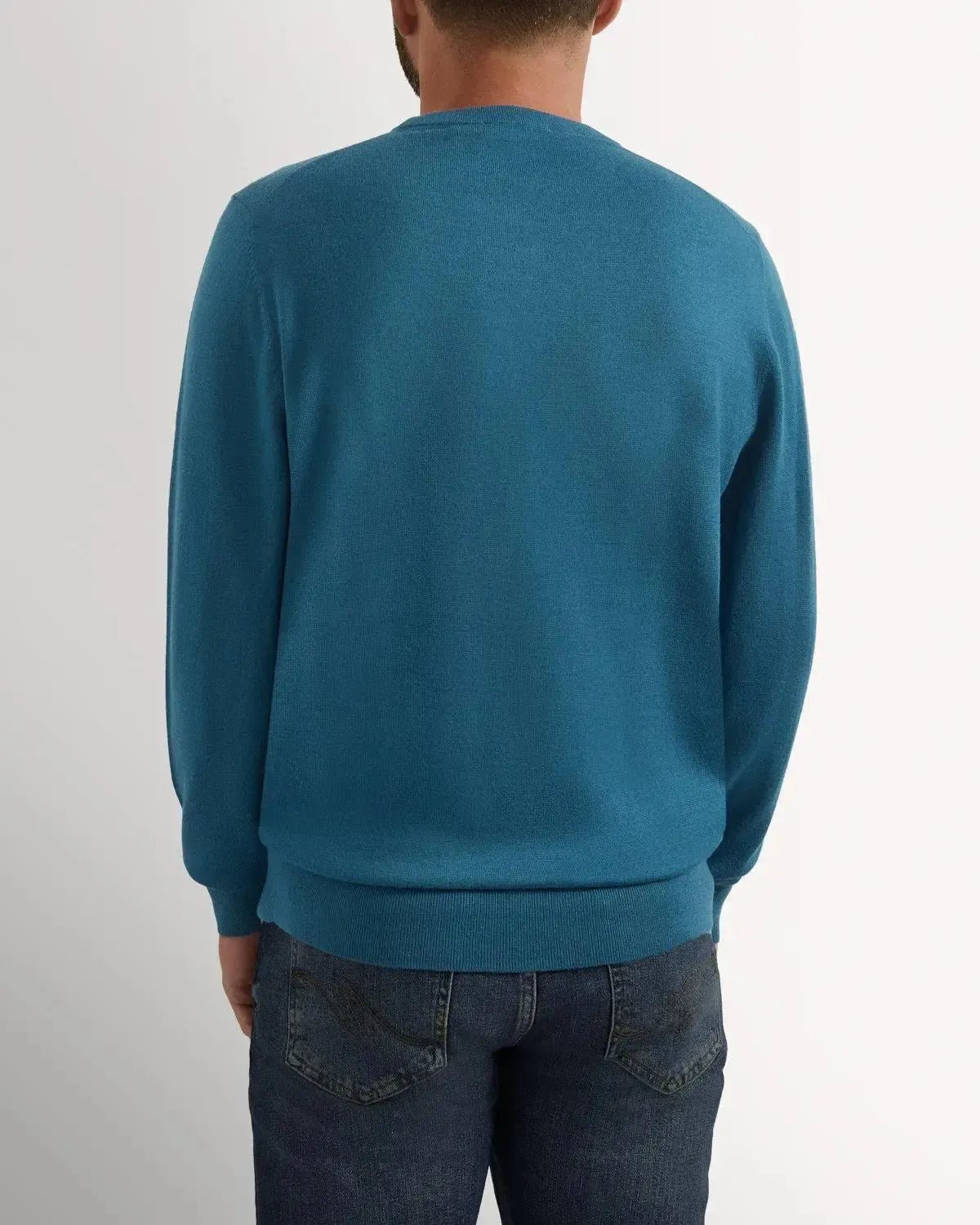 Richard James Merino Wool Crew Neck Knit Cobalt | Preamato Luxury