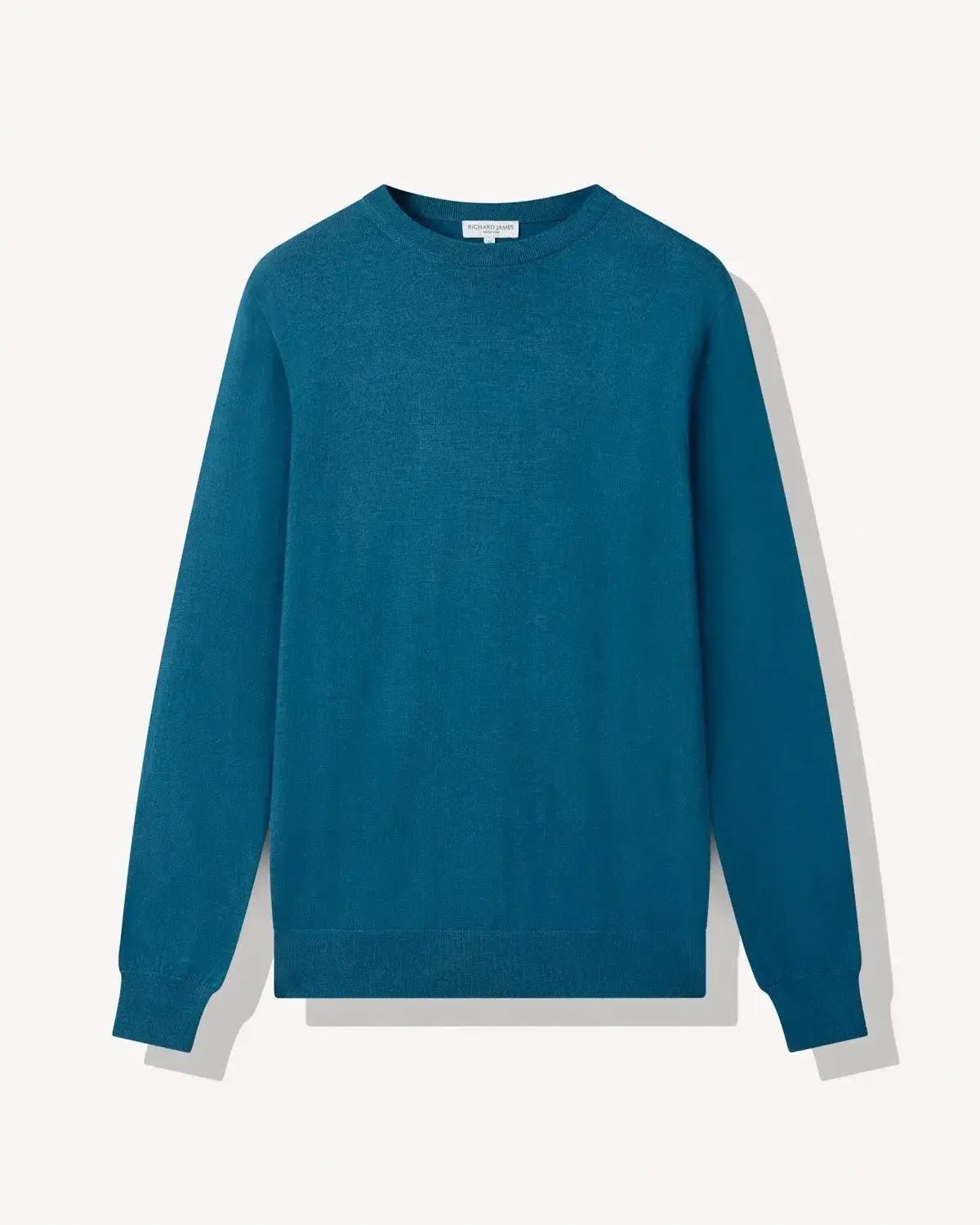 Richard James Merino Wool Crew Neck Knit Cobalt | Preamato Luxury