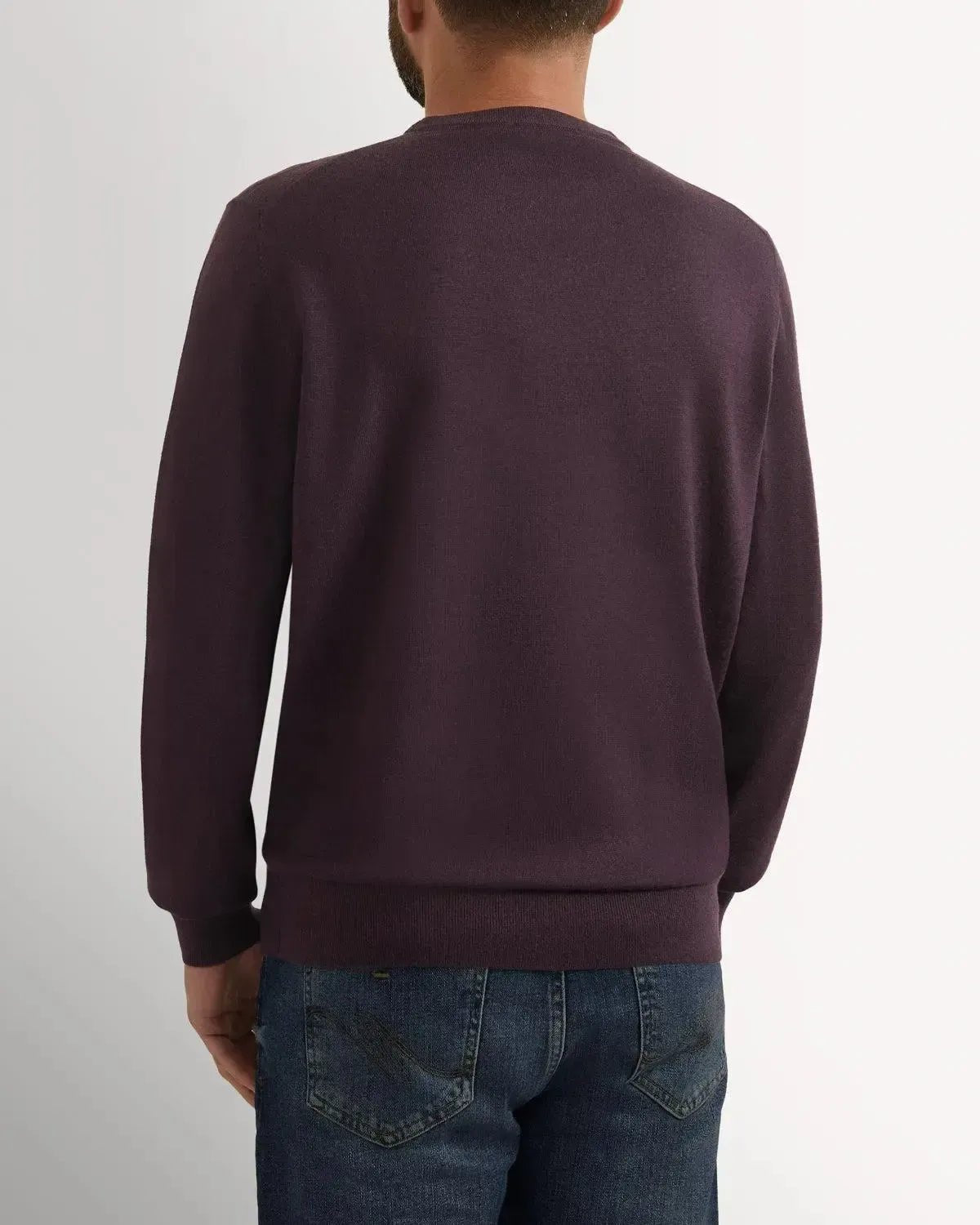 Richard James Merino Wool Crew Neck Knit Plum | Preamato Luxury