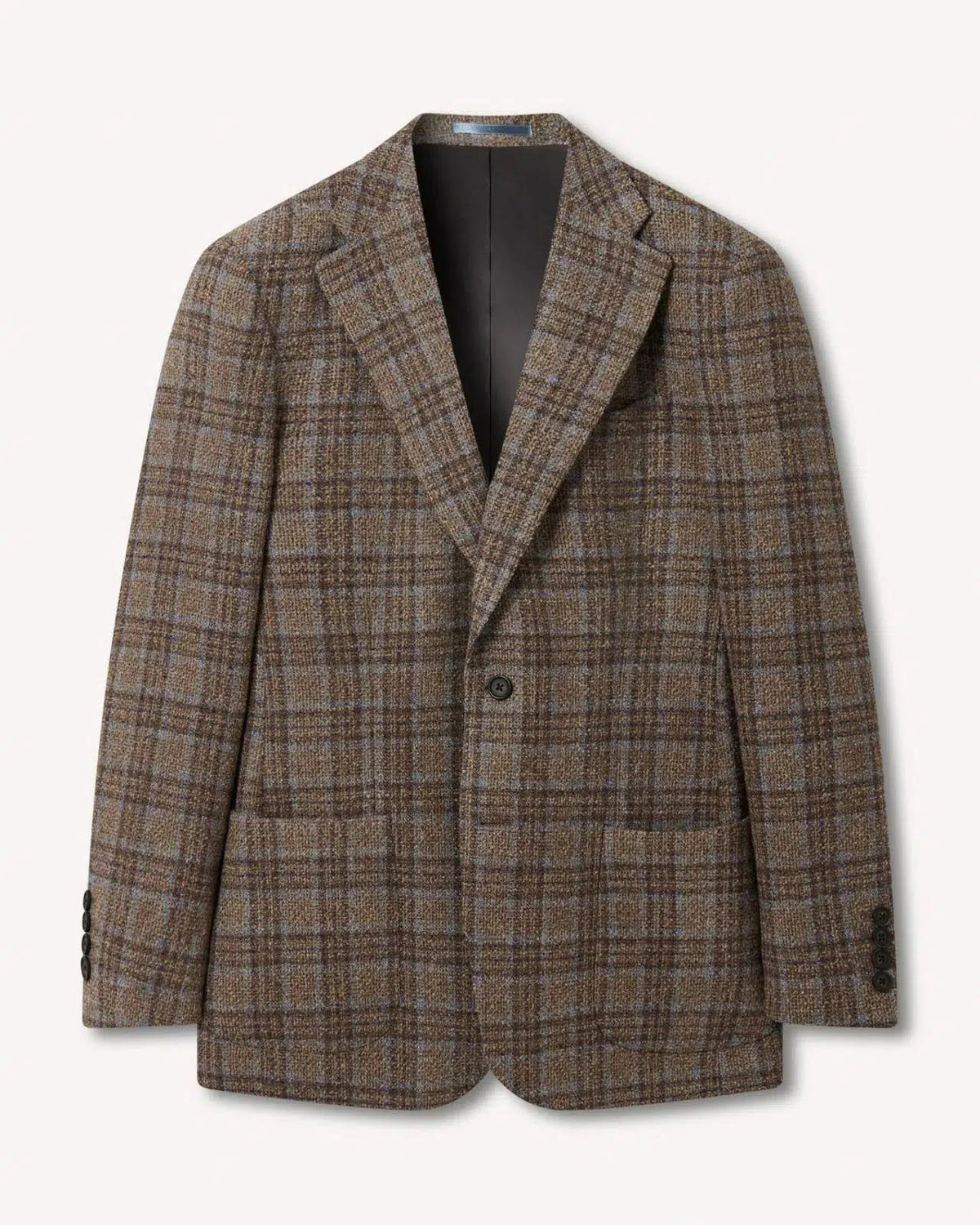 Richard James Overcheck Tweed Single Breasted Jacket Olive/Blues | Preamato Luxury
