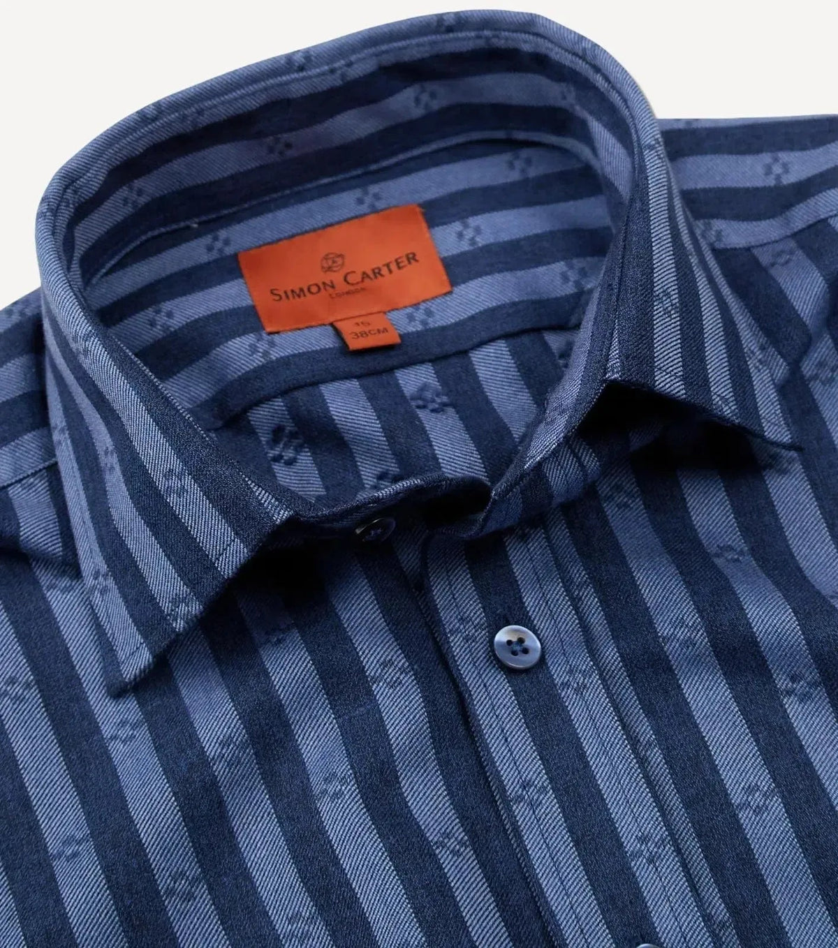 Simon Carter Tailored Fit Bold Stripe Shirt Navy/Blue | Preamato Luxury