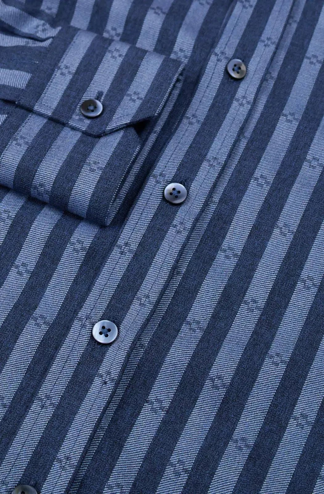 Simon Carter Tailored Fit Bold Stripe Shirt Navy/Blue | Preamato Luxury