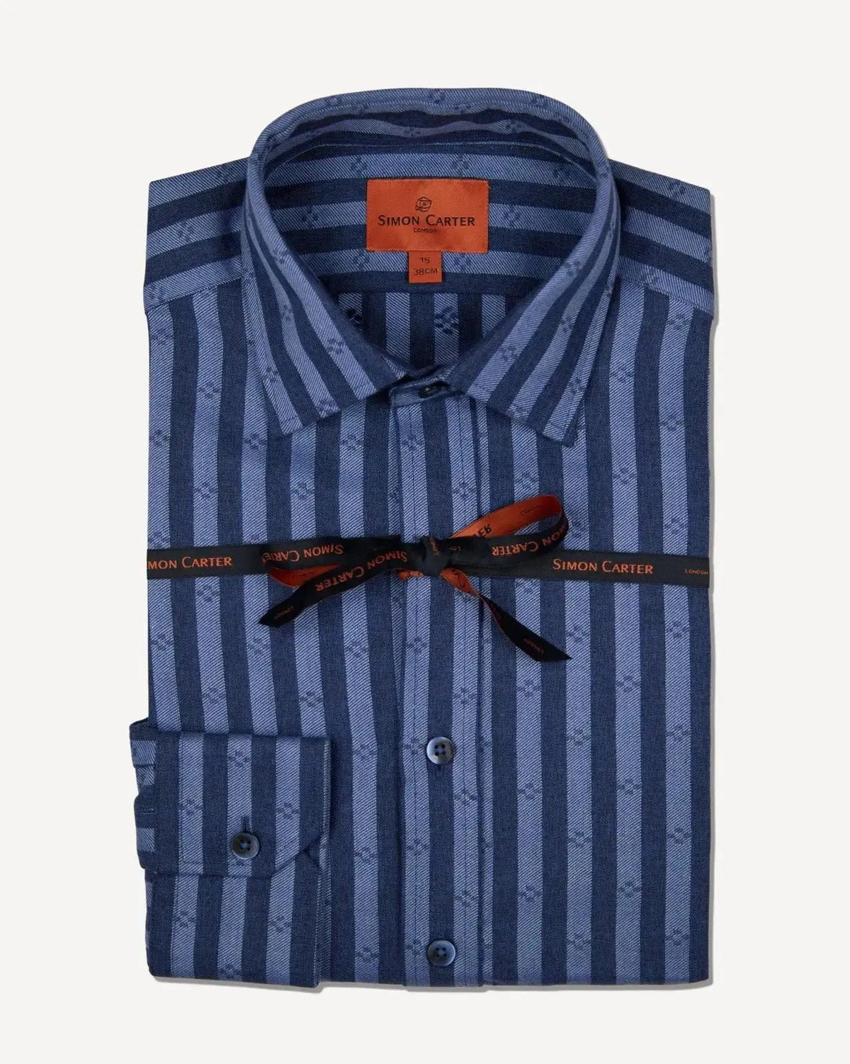 Simon Carter Tailored Fit Bold Stripe Shirt Navy/Blue | Preamato Luxury