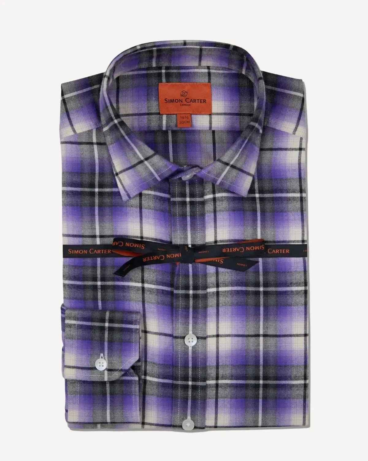Simon Carter Tailored Fit Check Shirt Blue/Black/White | Preamato Luxury