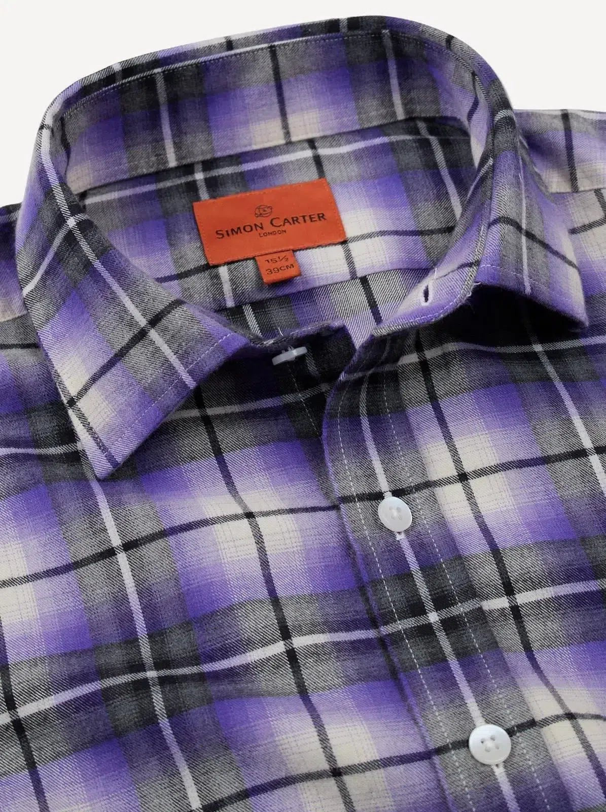 Simon Carter Tailored Fit Check Shirt Blue/Black/White | Preamato Luxury