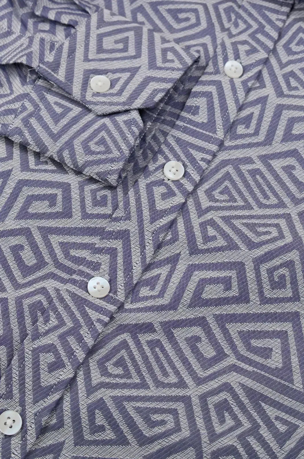 Simon Carter Tailored Fit Large Zig Zag Shirt Blue | Preamato Luxury