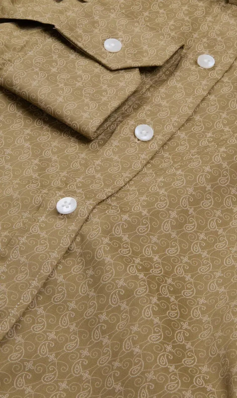 Simon Carter Tailored Fit Paisley Lines Shirt Brown Beige | Preamato Luxury